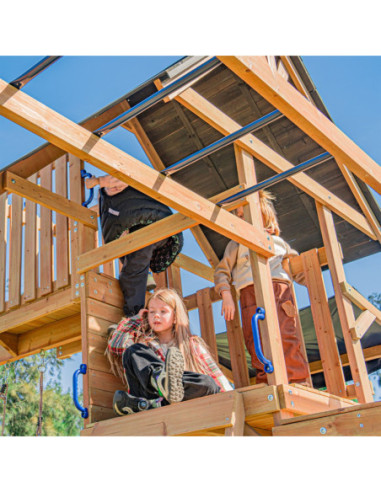 AXI Mitch - Duży Plac Zabaw Drewniany Zjeżdżalnia Hustawki Ścianka Wspinaczkowa + Wieża