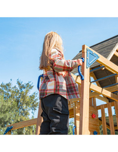 AXI Mitch - Duży Plac Zabaw Drewniany Zjeżdżalnia Hustawki Ścianka Wspinaczkowa + Wieża