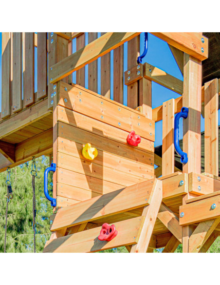 AXI Mitch - Duży Plac Zabaw Drewniany Zjeżdżalnia Hustawki Ścianka Wspinaczkowa + Wieża