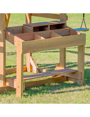 AXI Mitch - Duży Plac Zabaw Drewniany Zjeżdżalnia Hustawki Ścianka Wspinaczkowa + Wieża