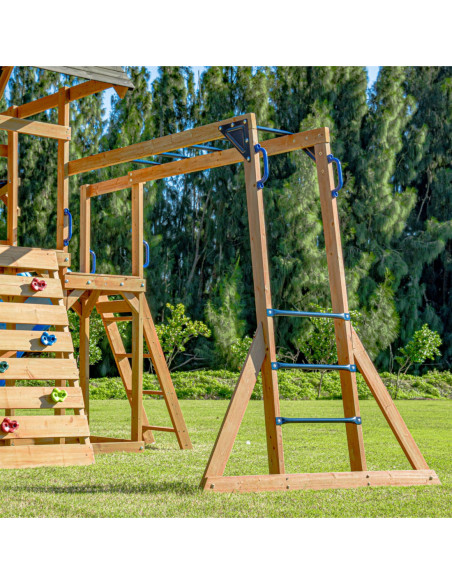 AXI Mitch - Duży Plac Zabaw Drewniany Zjeżdżalnia Hustawki Ścianka Wspinaczkowa + Wieża