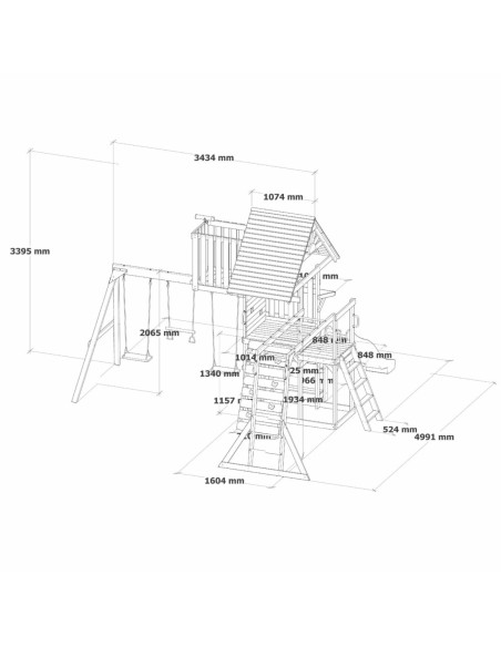 AXI Mitch - Duży Plac Zabaw Drewniany Zjeżdżalnia Hustawki Ścianka Wspinaczkowa + Wieża