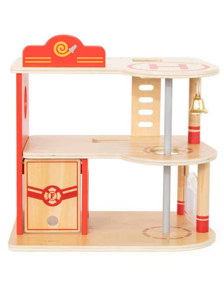 VIGA Drewniana 3 Piętrowa Remiza Strażacka Zestaw