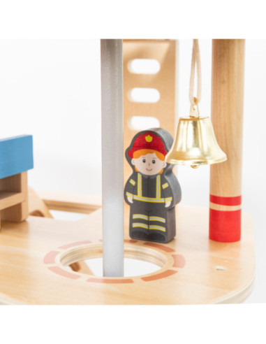 VIGA Drewniana 3 Piętrowa Remiza Strażacka Zestaw