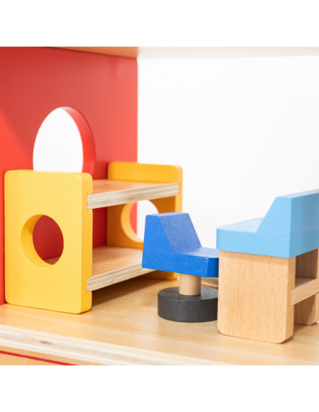 VIGA Drewniana 3 Piętrowa Remiza Strażacka Zestaw