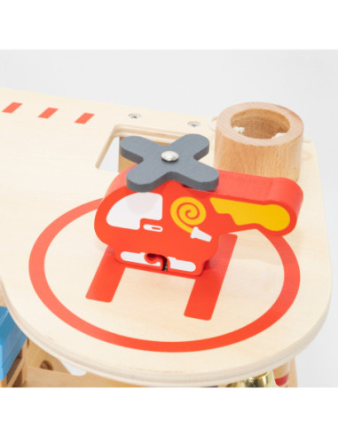 VIGA Drewniana 3 Piętrowa Remiza Strażacka Zestaw