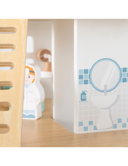 VIGA Drewniany 3 Piętrowy Szpital Zestaw
