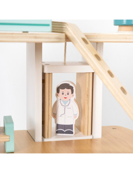 VIGA Drewniany 3 Piętrowy Szpital Zestaw