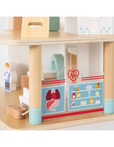 VIGA Drewniany 3 Piętrowy Szpital Zestaw