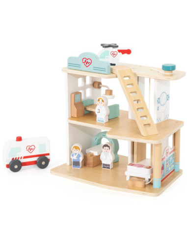 VIGA Drewniany 3 Piętrowy Szpital Zestaw