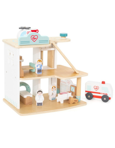 VIGA Drewniany 3 Piętrowy Szpital Zestaw