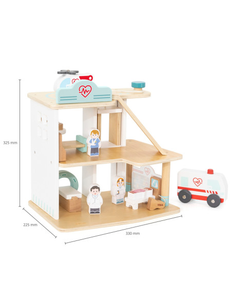 VIGA Drewniany 3 Piętrowy Szpital Zestaw