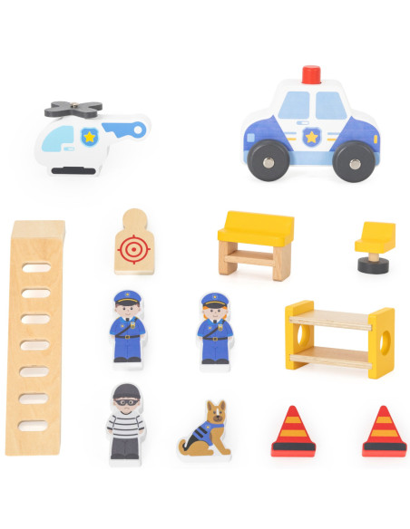 VIGA Drewniany 3 Piętrowy Posterunek Policyjny Zestaw