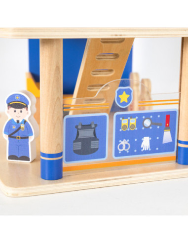 VIGA Drewniany 3 Piętrowy Posterunek Policyjny Zestaw