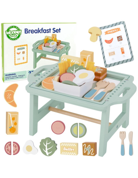 WOOPIE GREEN Zestaw Śniadaniowy z Tacą i Akcesoriami Serwis Pastelowy