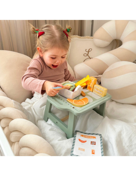 WOOPIE GREEN Zestaw Śniadaniowy z Tacą i Akcesoriami Serwis Pastelowy