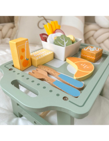 WOOPIE GREEN Zestaw Śniadaniowy z Tacą i Akcesoriami Serwis Pastelowy