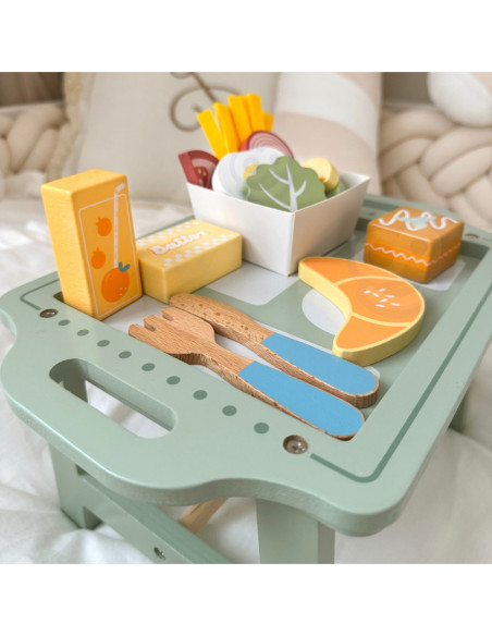 WOOPIE GREEN Zestaw Śniadaniowy z Tacą i Akcesoriami Serwis Pastelowy