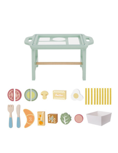 WOOPIE GREEN Zestaw Śniadaniowy z Tacą i Akcesoriami Serwis Pastelowy