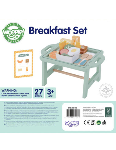 WOOPIE GREEN Zestaw Śniadaniowy z Tacą i Akcesoriami Serwis Pastelowy