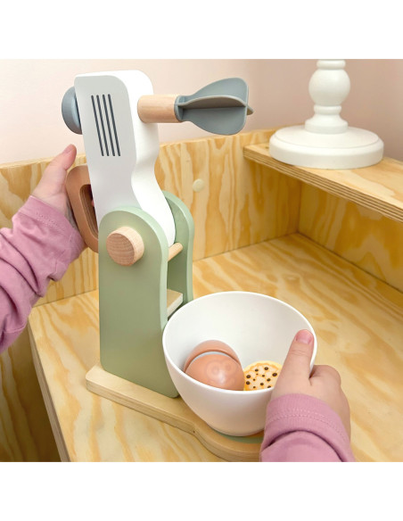 WOOPIE GREEN Drewniany Mikser Kuchenny Blender z Akcesoriami 11 el.