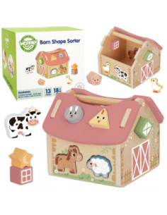 WOOPIE GREEN Wooden Farm Shape and Color Sorter 13 pcs.
