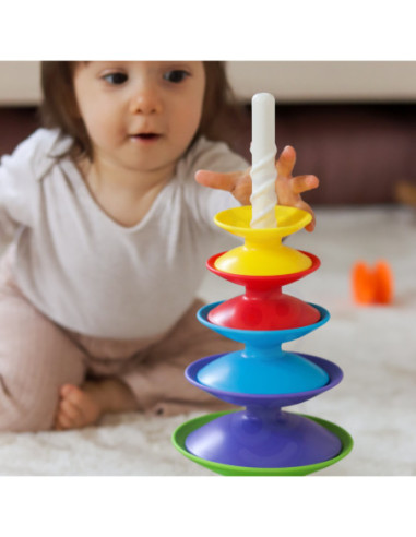 WOOPIE BABY Kolorowa Wieża Układanka Piramidka Edukacyjna 18m+