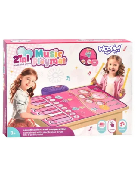 WOOPIE Duża Mata Muzyczna 2w1 Perkusja Interaktywna Pianino