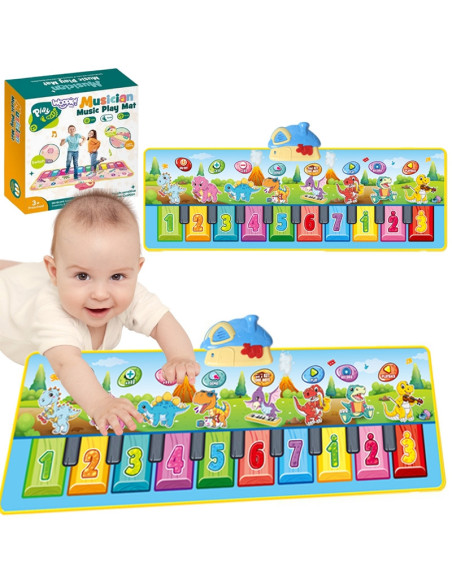 WOOPIE Mata Muzyczna XXL Dinusie 2w1 Pianinko 8 Melodii 110cm