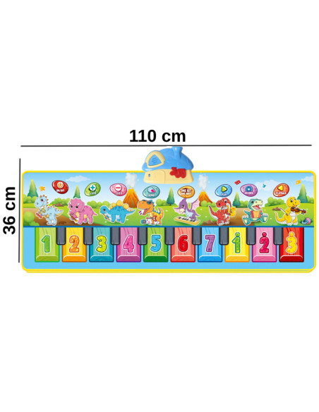 WOOPIE Mata Muzyczna XXL Dinusie 2w1 Pianinko 8 Melodii 110cm