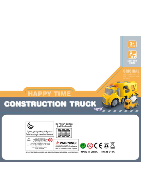 WOOPIE Żółta Laweta CITY TRUCK Efekty Dźwiękowe i Świetlne