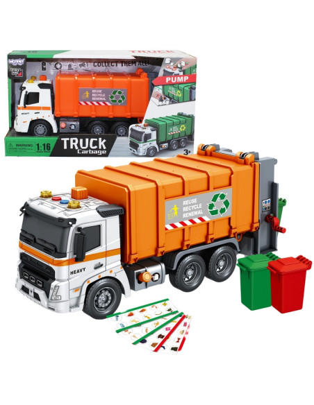 WOOPIE Interaktywna Śmieciarka Model Skala 1:16 Efekty Dźwiękowe i Świetlne