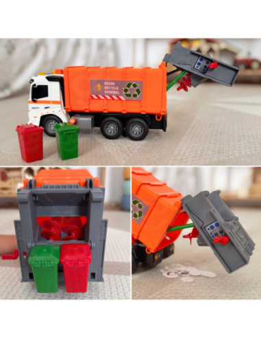 WOOPIE Interaktywna Śmieciarka Model Skala 1:16 Efekty Dźwiękowe i Świetlne