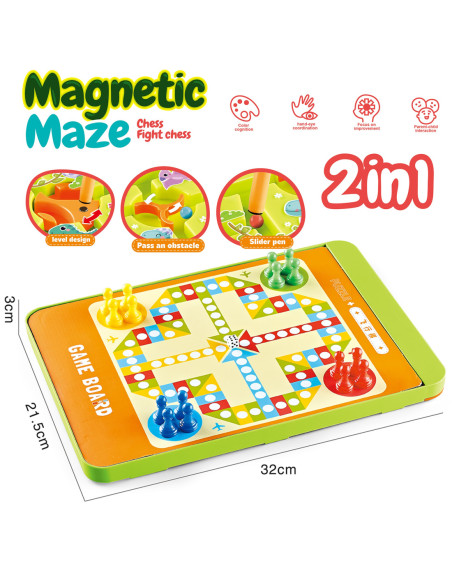 WOOPIE Magnetyczny Labirynt 2w1 Gra Chińczyk