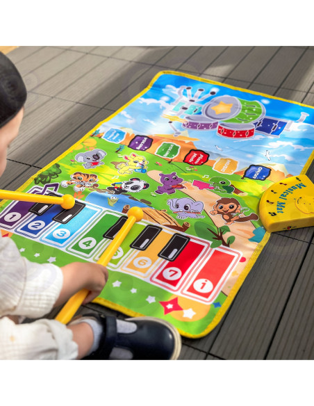 WOOPIE Mata Muzyczna Zwierzątka Interaktywne Pianino I Perkusja 2w1