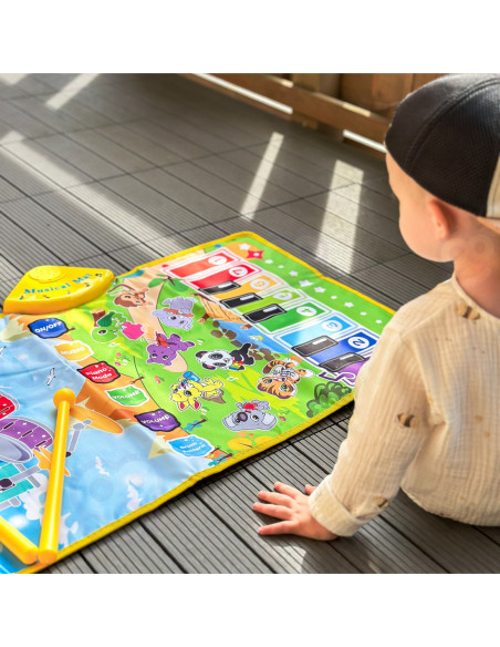 WOOPIE Mata Muzyczna Zwierzątka Interaktywne Pianino I Perkusja 2w1