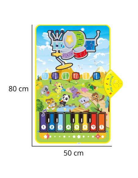 WOOPIE Mata Muzyczna Zwierzątka Interaktywne Pianino I Perkusja 2w1