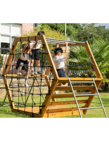 Classic World Edu Drewniany Zestaw Wspinaczkowy Heksagenalny Plac Zabaw