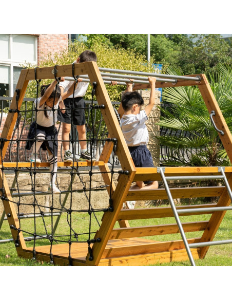 Classic World Edu Drewniany Zestaw Wspinaczkowy Heksagenalny Plac Zabaw