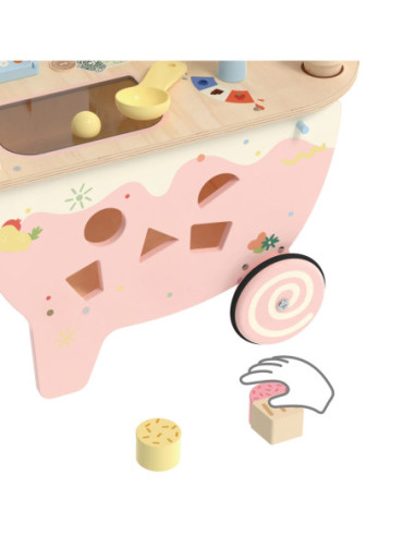 CLASSIC WORLD Drewniana Lodziarnia 3W1 Stragan Sorter 40el