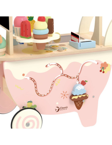 CLASSIC WORLD Drewniana Lodziarnia 3W1 Stragan Sorter 40el