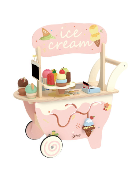 CLASSIC WORLD Drewniana Lodziarnia 3W1 Stragan Sorter 40el