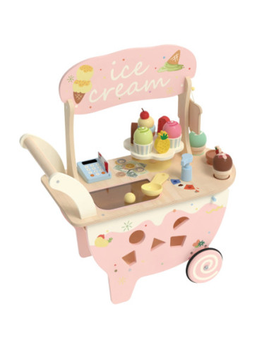 CLASSIC WORLD Drewniana Lodziarnia 3W1 Stragan Sorter 40el