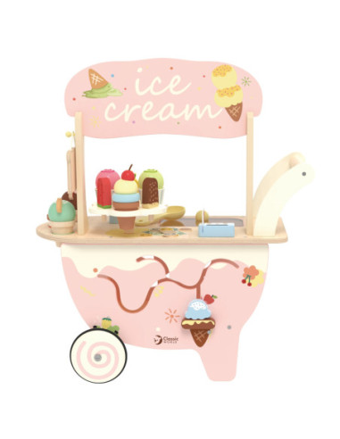 CLASSIC WORLD Drewniana Lodziarnia 3W1 Stragan Sorter 40el