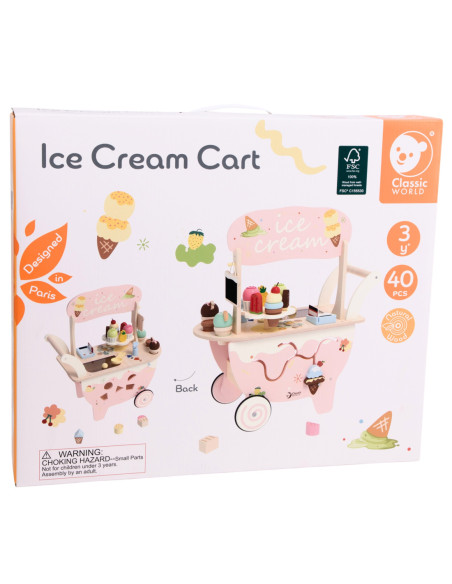 CLASSIC WORLD Drewniana Lodziarnia 3W1 Stragan Sorter 40el