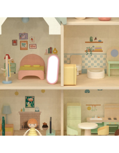 CLASSIC WORLD Wielki Drewniany Domek dla Lalek z mebelkami