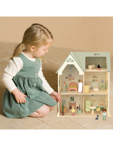 CLASSIC WORLD Wielki Drewniany Domek dla Lalek z mebelkami