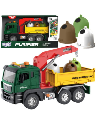 WOOPIE Ciężarówka Śmieciarka z Dźwigiem Segregacja Śmieci - skala 1:10