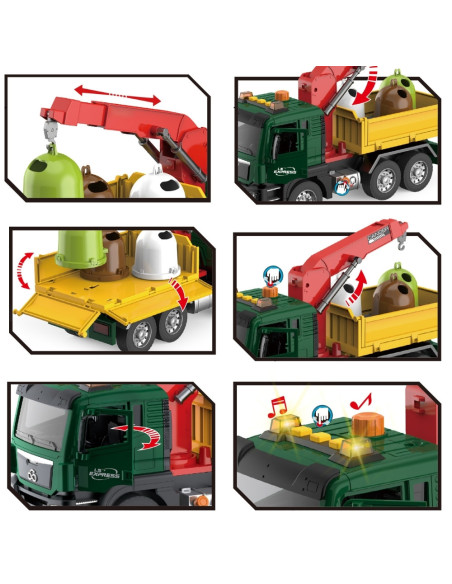 WOOPIE Ciężarówka Śmieciarka z Dźwigiem Segregacja Śmieci - skala 1:10