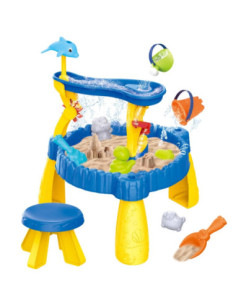 WOOPIE Stolik Wodny XL z Krzesełkiem 2w1 Piaskownica Delfinek 12el.